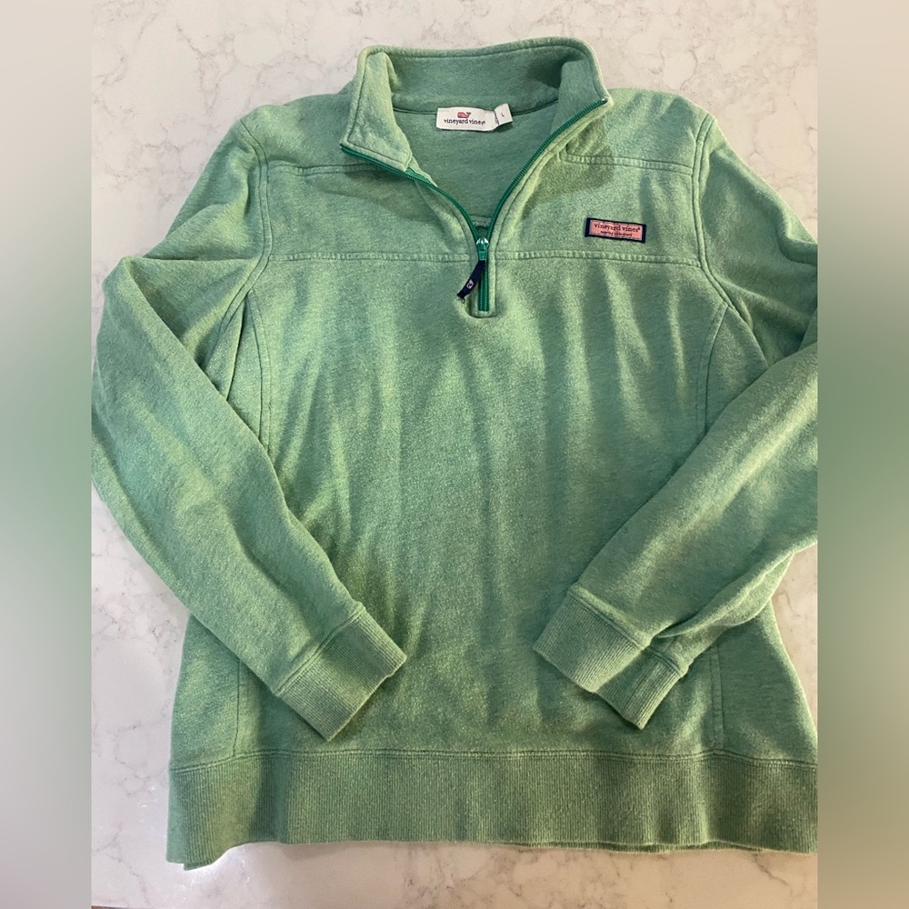 Vineyard Vines Women’s Size L Sweatshirt 1/4 Zip Logo Pullover green.